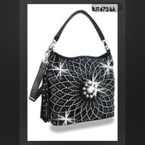 Rhinestone Circular Design Layered Fashion Hobo