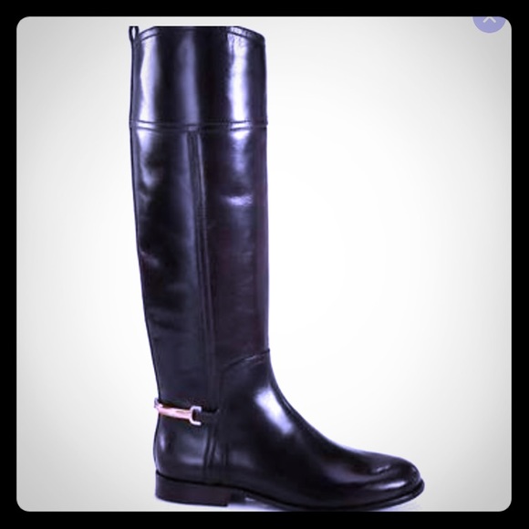 Tory Burch Jess Riding Boots in Black Leather