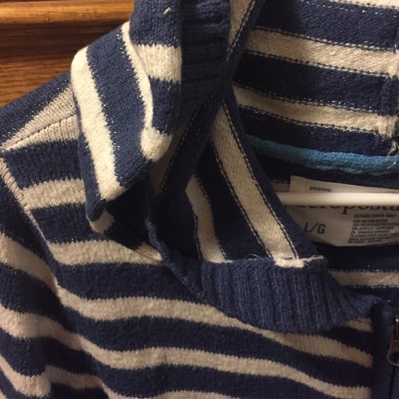 Striped Full Zip Sweater with Pockets and Sparkle - Picture 2 of 4