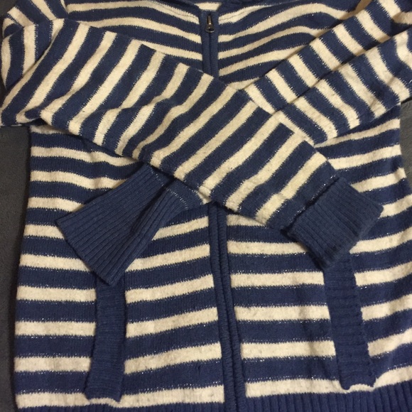 Striped Full Zip Sweater with Pockets and Sparkle - Picture 4 of 4
