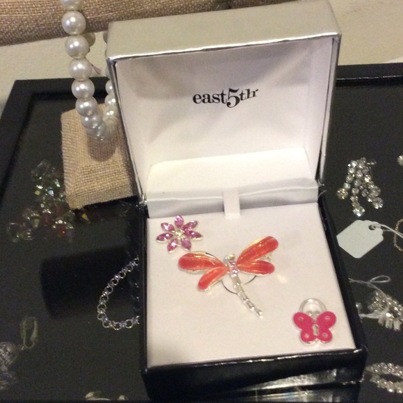 3 SET***DRAGONFLY BROOCH~FLOWER PIN~BUTTERFLY PIN