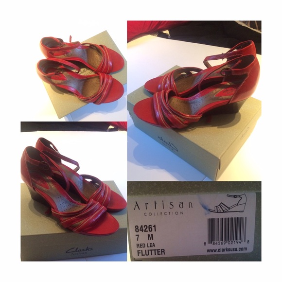 Clark artisan red Lea flutter wedges
