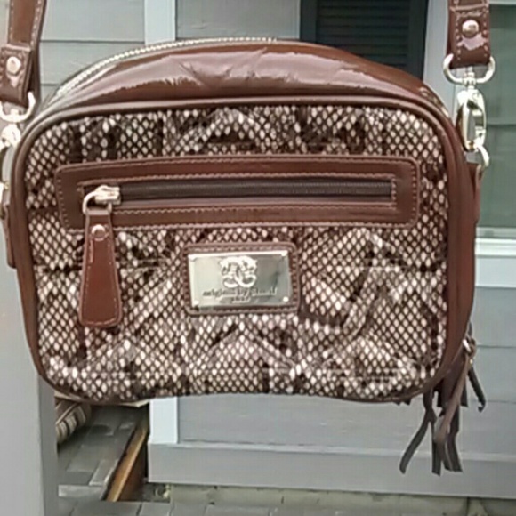 NWOT Brown Leather Snakeskin Crossbody Bag - Picture 1 of 4