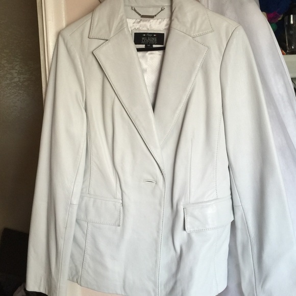 white leather blazer