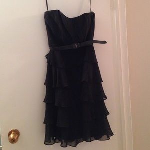 Black strapless cocktail dress