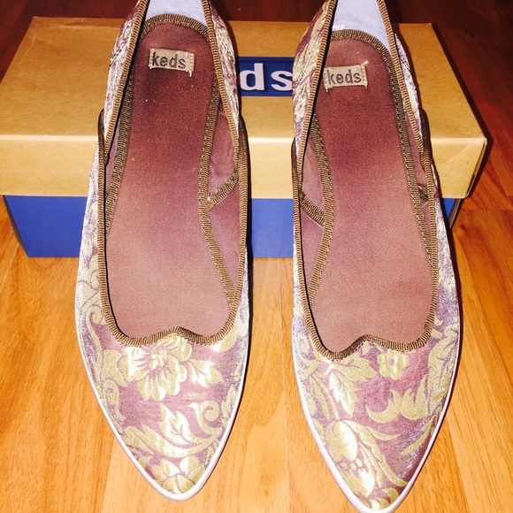 Keds "Kitchy" brown gold flats. Size 9.5 EUC