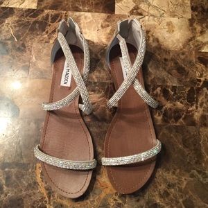 Gorgeous silver and rhinestone flats