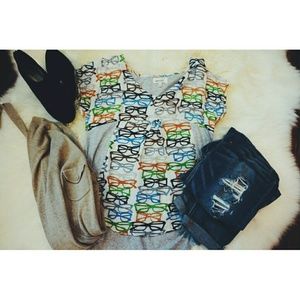 Anthropologie Porridge Nerd Glasses Shirt