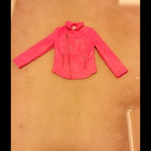 Lil girls pink faux leather moto jacket