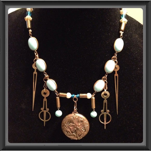 Antique Reworked Pendant Locket Spears Necklace