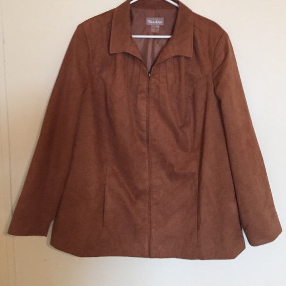 Brown Plus size zippered jacket