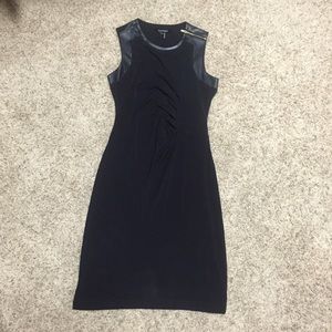 Ellen Tracy Little Black Dress w leather trim❤️