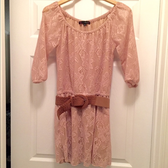 Pale Pink Belted Dress!