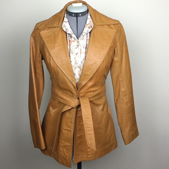 Vintage '70s-Style Leather Jacket w/Tie Belt