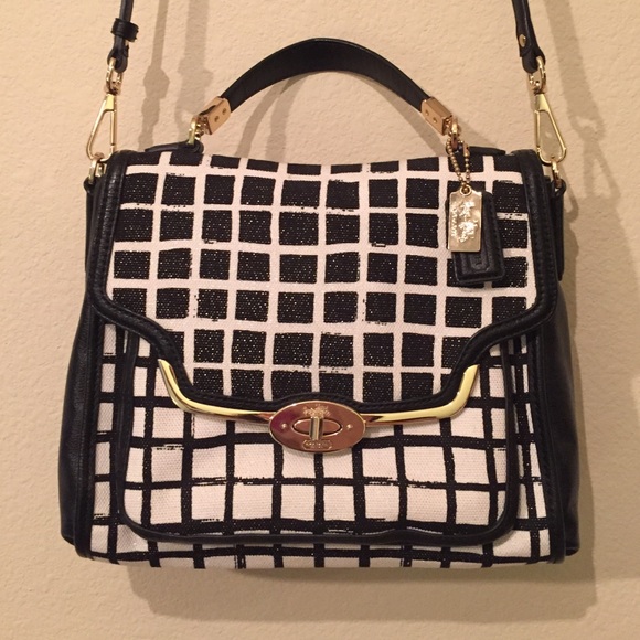 Coach Bags - Coach Madison Sadie Small Grid Print Satchel Coach Bags - Coach Madison Sadie Small Grid Print Satchel