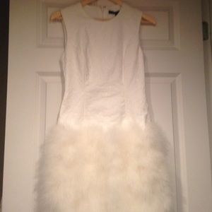 Brand new BCBG white Cocktail feather dress