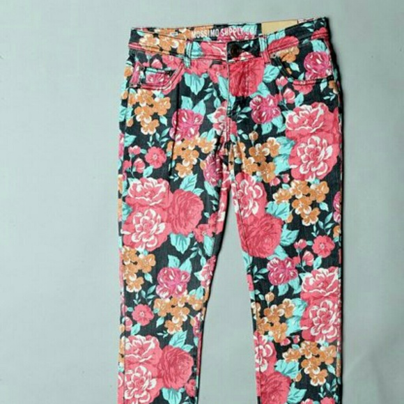 Multi-colored floral print jeans - Picture 1 of 3