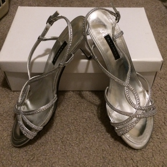 Capparos silver strappy sandals heels - Picture 1 of 4