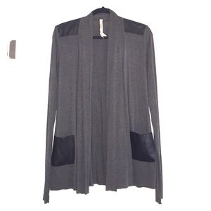 Bailey 44 Gray Shawl with Leather Detailing-Small