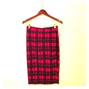 red plaid pencil skirt