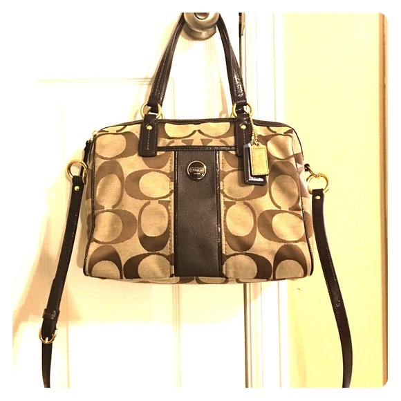 Brown and gold Coach handbag with shoulder strap - Picture 1 of 4