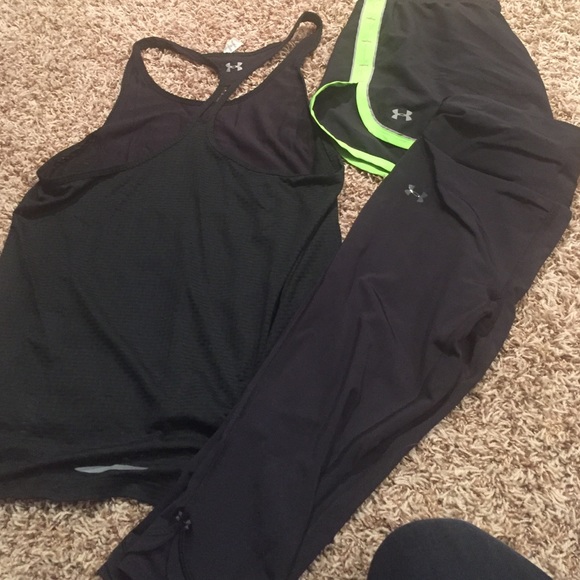 Under armour tank, shorts and leggings