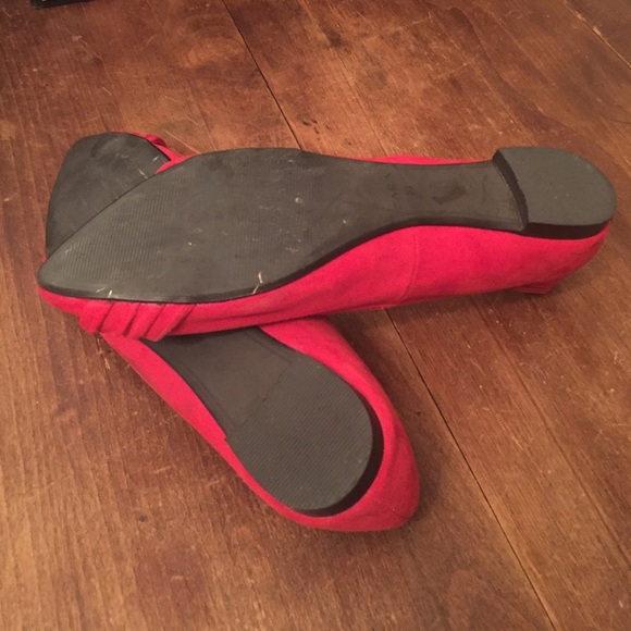 Red Zara suede TRF flats - Picture 3 of 3