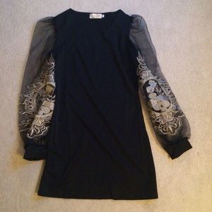 Flora Tulle-Sleeve Minidress