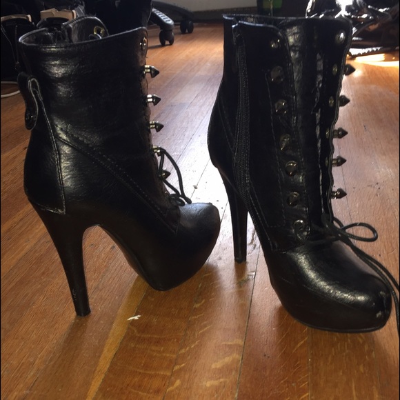 leather heel stiletto ankle boots
