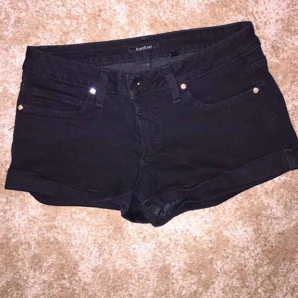 Bebe black jean shorts with crystals