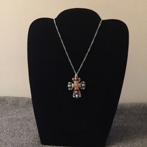 Silver Necklace with Cross Pendant.