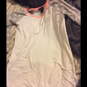 Forever 21 peach , grey, white , star shirt