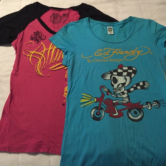 Affliction and Ed Hardy t-shirt bundle🚲🎸