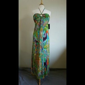 Alyn Paige Tropical Halter Maxi Dress