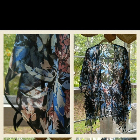 Floral Kimono with Fringe...one size