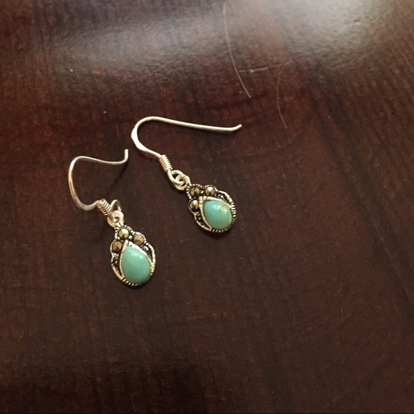 Sterling silver, turquoise earrings