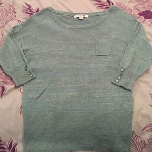 Mint dolman style sweater with gold threading