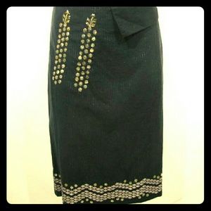 Anthropologie Snak Black Pinstripe Metallic Sequin