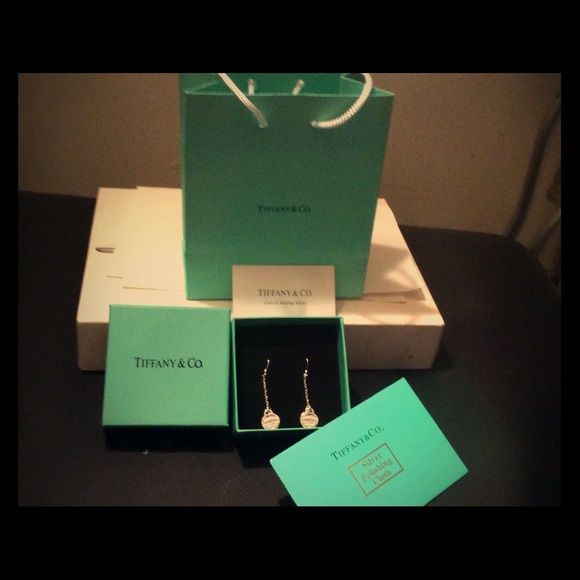 sterling silver Tiffany &co dangling hart earings