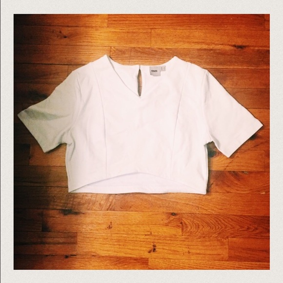 Asos Cropped Top with Curved Hem in Coated Fabric