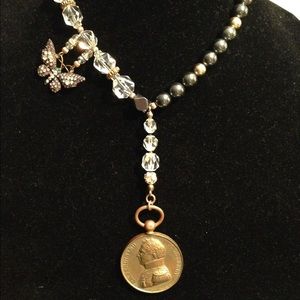 Vintage Reworked Ferdinand Coin Brooch Necklace