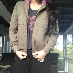 Marc by Marc Jacobs green pink fur hoodie L