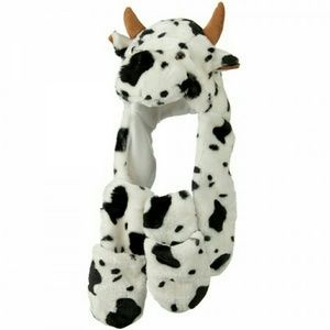 Claire's | Cow Plush Hat With Hand Pockets