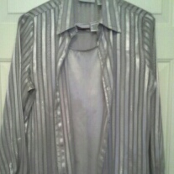 Blouse with Silver Shell, Sleeves are stripped