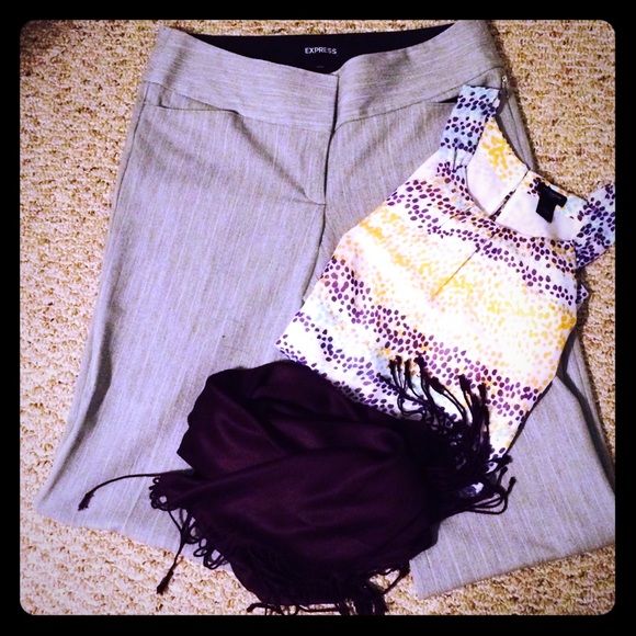 Express Gray/white pinstripe editor pants