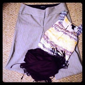 Express Gray/white pinstripe editor pants