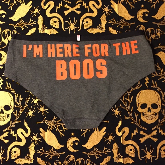 Victoria/'s Secret Pink Halloween I/'m Here For The Boos Gray Hipster Panty M NWT