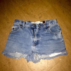 High waisted denim shorts