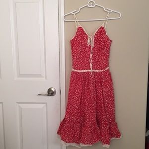 Red and white feminine cotton dress