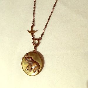 Bird and elephant Locket necklace